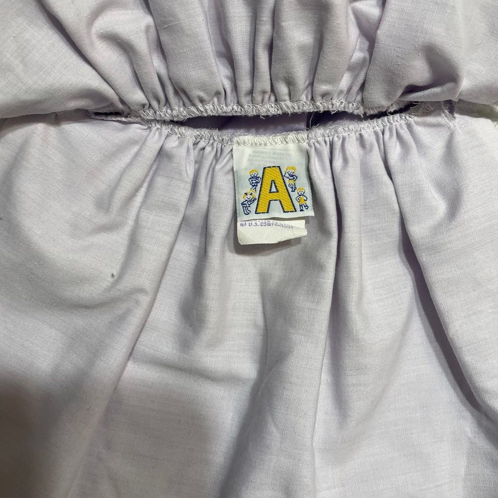 Vintage baby apron dress purple and white 18 months - Picture 2 of 8